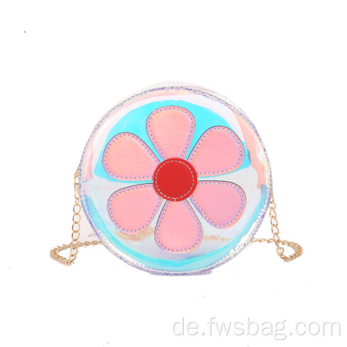 Laser Clear Chain Sling Bag süße Blumengelee PVC transparente Crossbody -Tasche für Mädchen Kinder